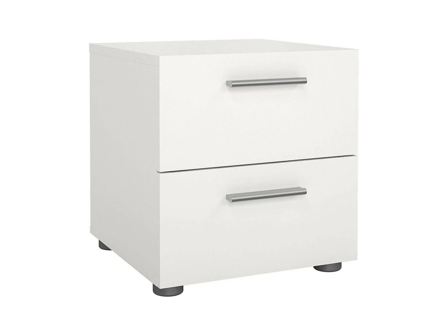 Chevet Drossett, Commode basse, Table de nuit, Étagère de chevet, 40x40 h42 cm, Blanc