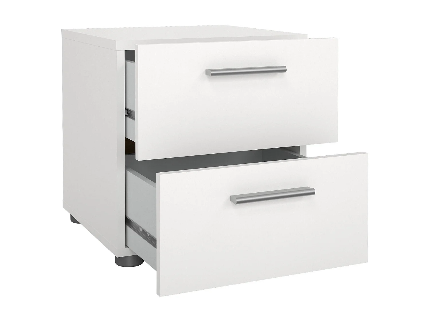 Chevet Drossett, Commode basse, Table de nuit, Étagère de chevet, 40x40 h42 cm, Blanc