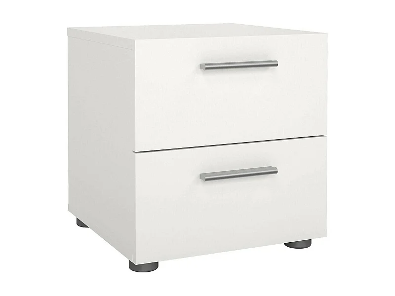 Mesa de noche Drossett, Cómoda baja, Mesilla de noche, Estante de la cama, 40x40 h42 cm, Blanco