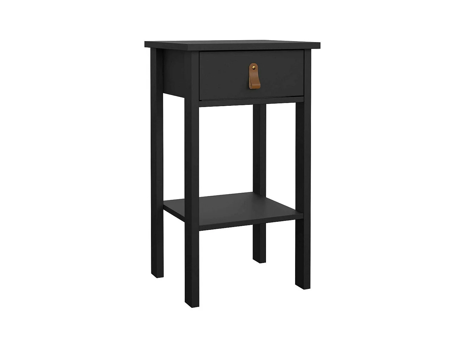 Chevet Dsabir, Commode basse, Table de nuit, Étagère de chevet, 40x34 h70 cm, Noir