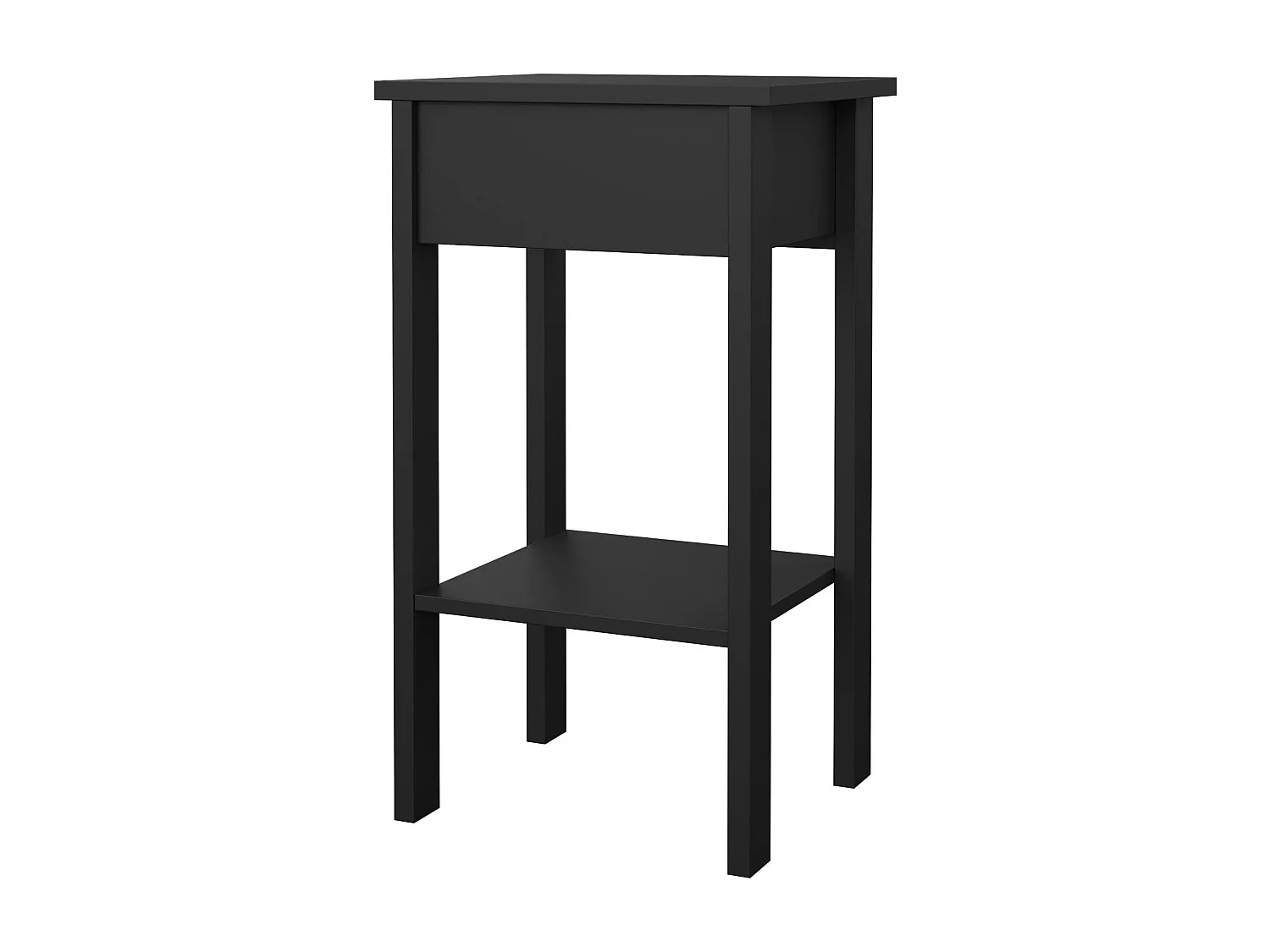 Chevet Dsabir, Commode basse, Table de nuit, Étagère de chevet, 40x34 h70 cm, Noir
