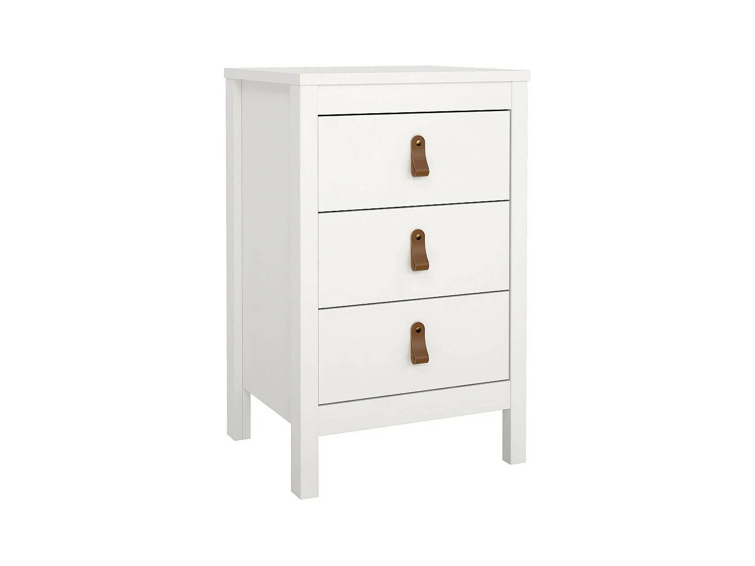 Chevet Dsain, Commode basse, Table de nuit, Étagère de chevet, 44x38 h70 cm, Blanc
