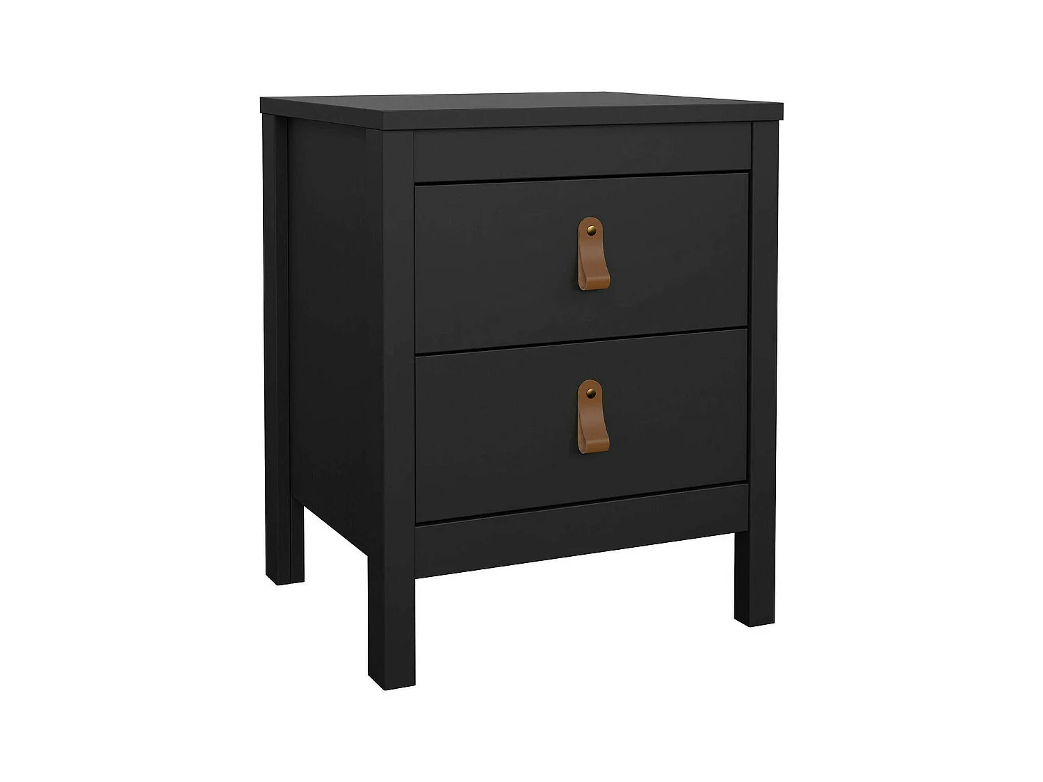 Chevet Drull, Commode basse, Table de nuit, Étagère de chevet, 44x38 h54 cm, Noir