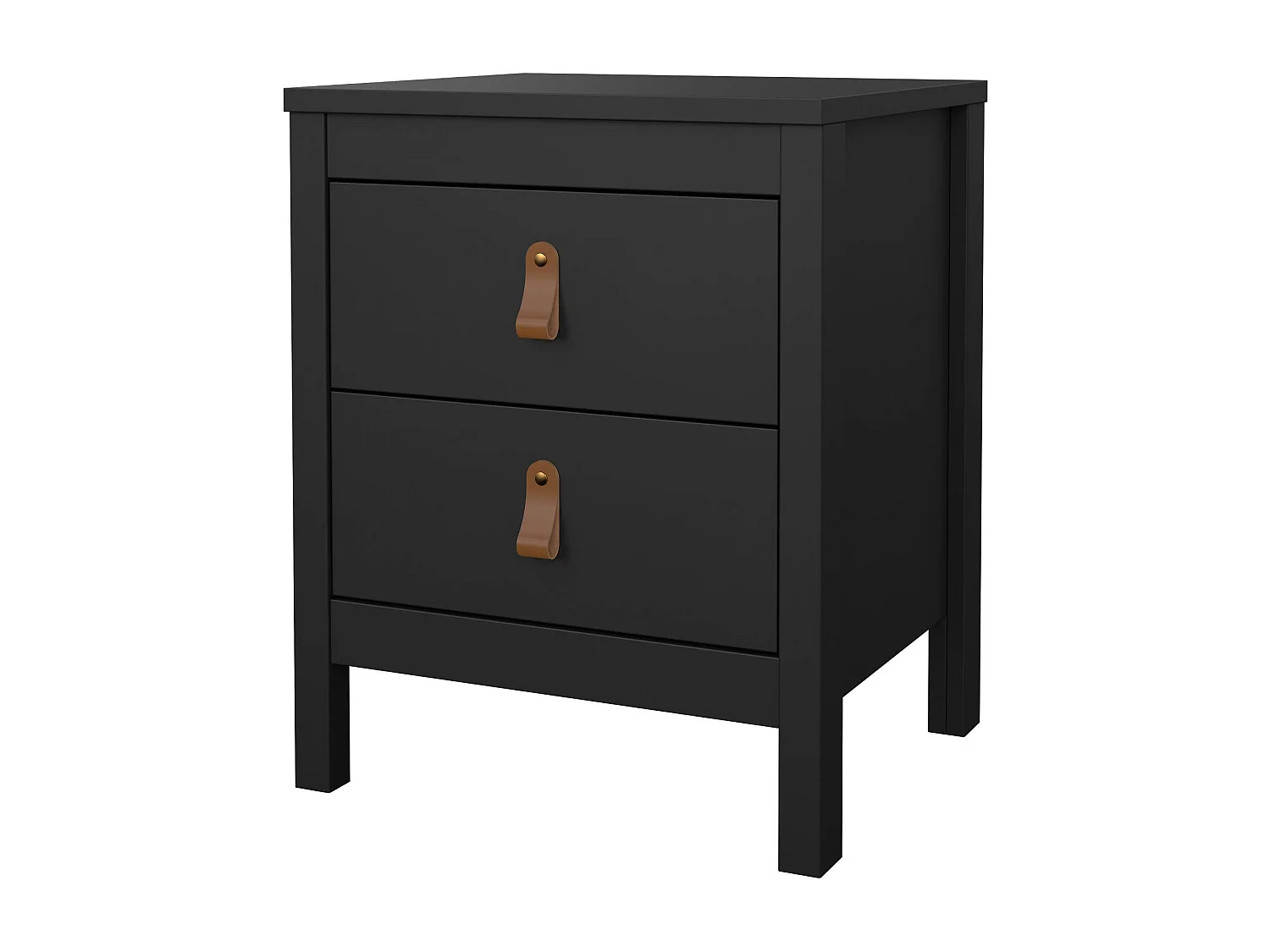 Chevet Drull, Commode basse, Table de nuit, Étagère de chevet, 44x38 h54 cm, Noir