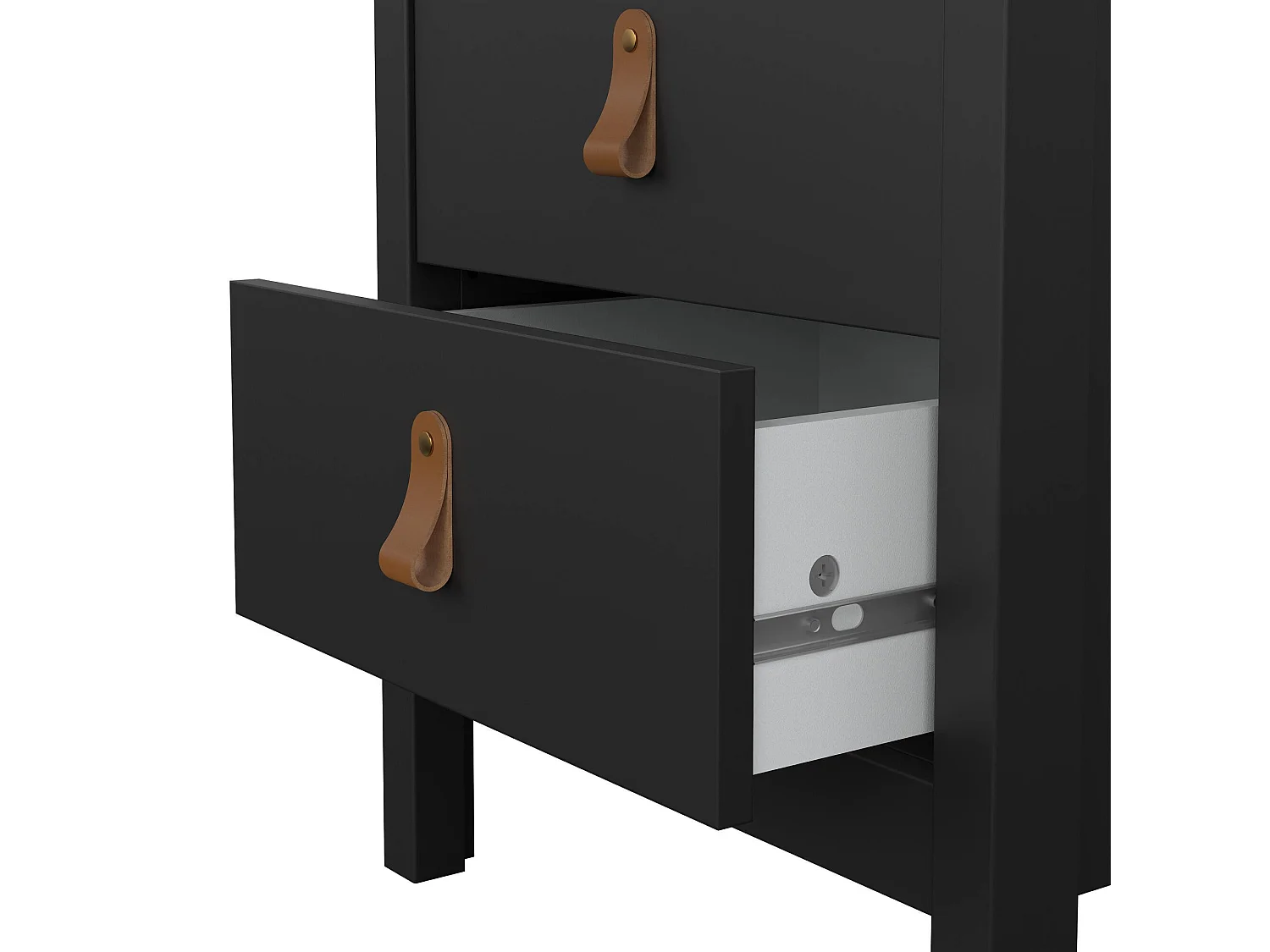 Chevet Drull, Commode basse, Table de nuit, Étagère de chevet, 44x38 h54 cm, Noir