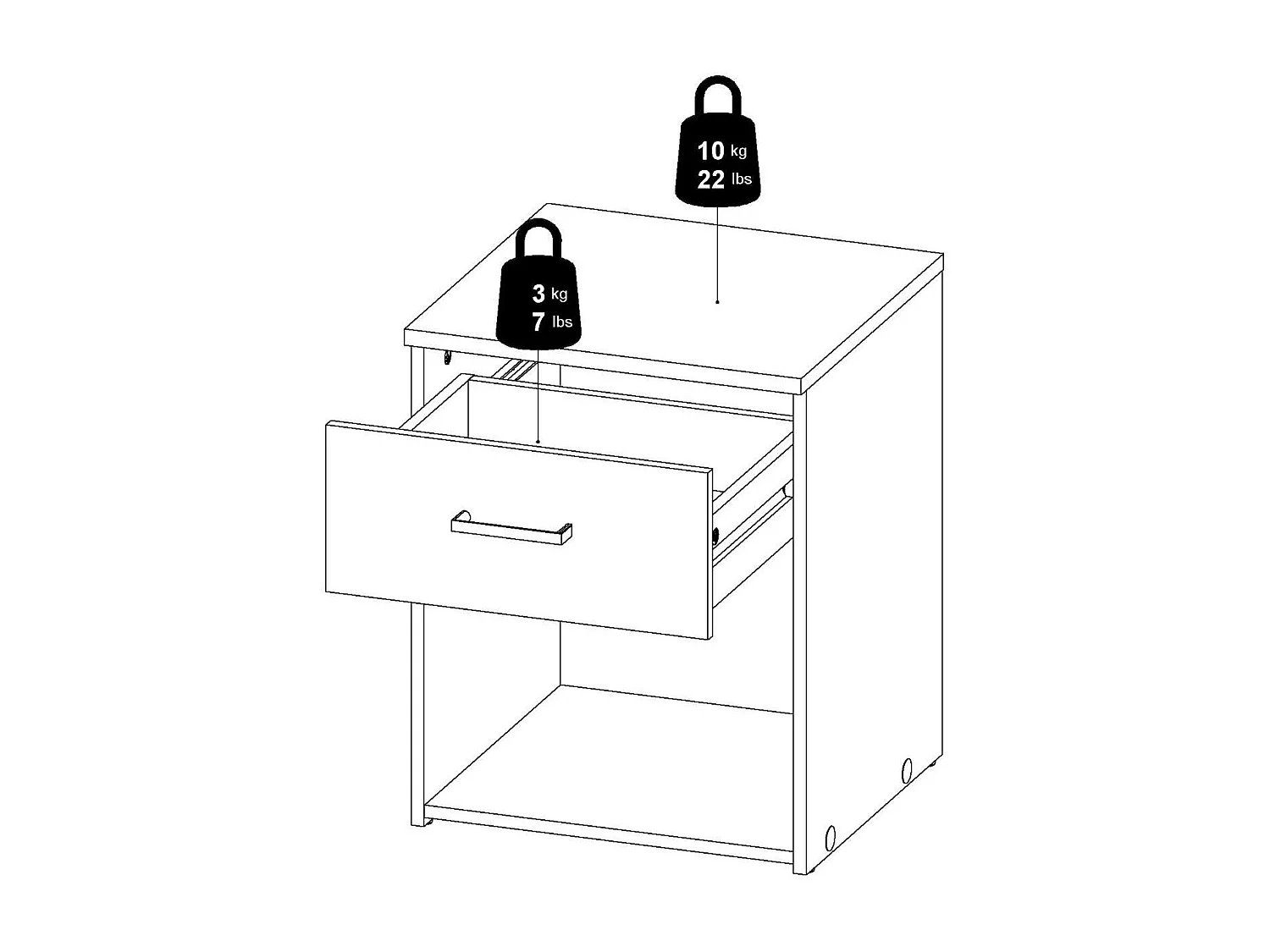 Mesa de cabeceira Druss, Cómoda baixa, Mesa de cabeceira, Prateleira de cama, 38x36 h48 cm, Carvalho