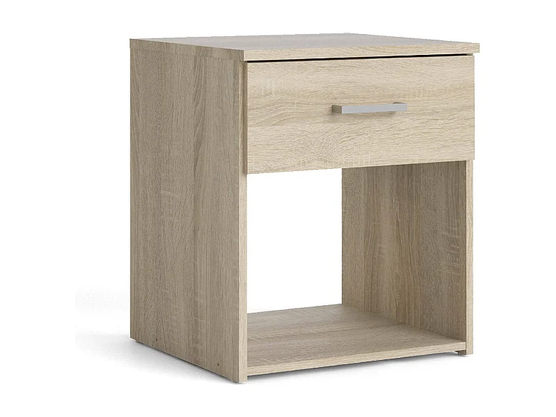 Mesa de noche Druss, Cómoda baja, Mesilla de noche, Estante de la cama, 38x36 h48 cm, Roble