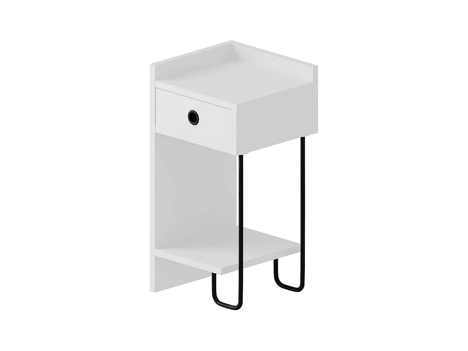 Chevet Dpodgorean, Commode basse, Table de nuit, Étagère de chevet, 32x30 h61 cm, Blanc