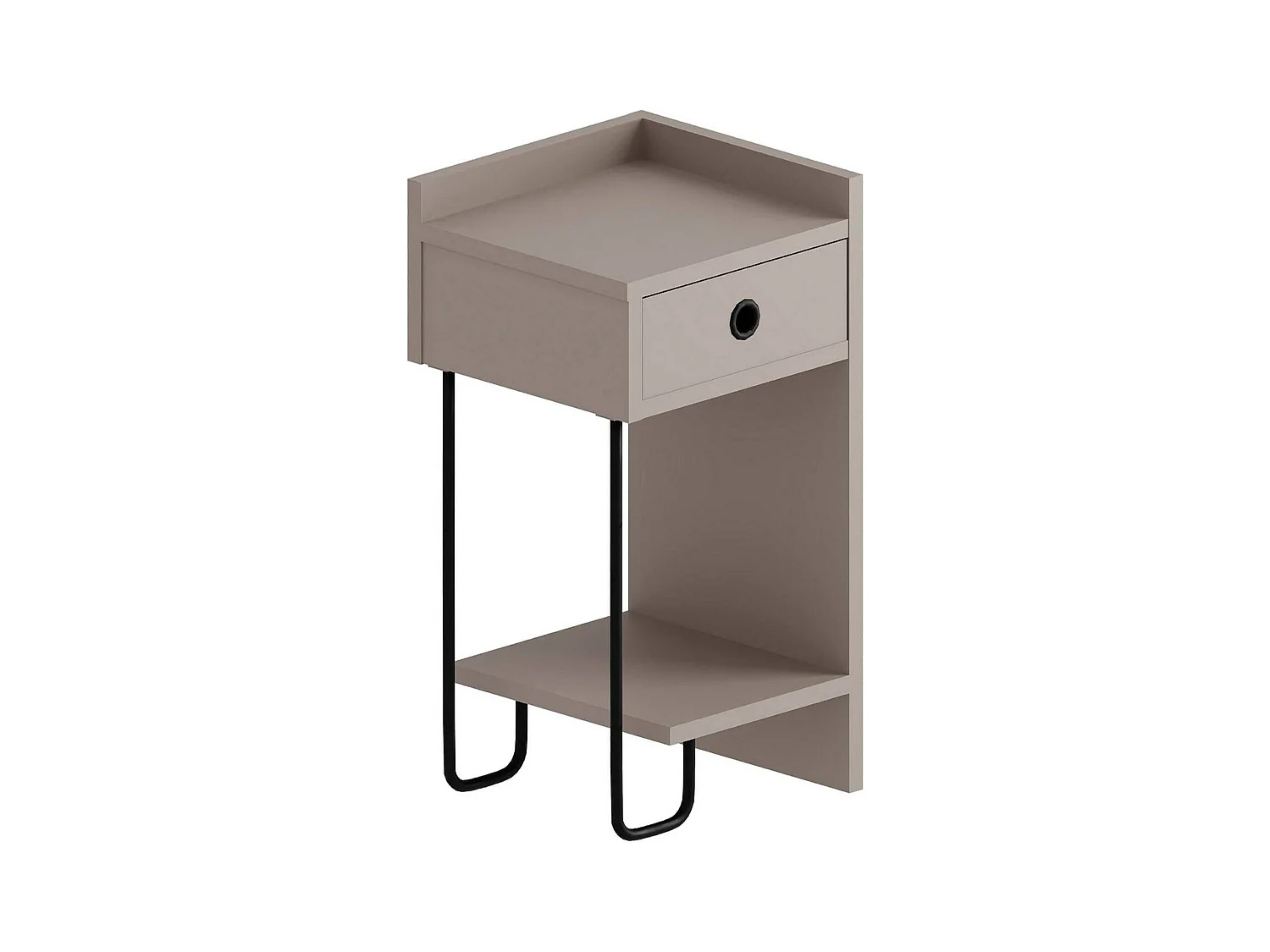 Chevet Dportalur, Commode basse, Table de nuit, Étagère de chevet, 32x30 h61 cm, Beige