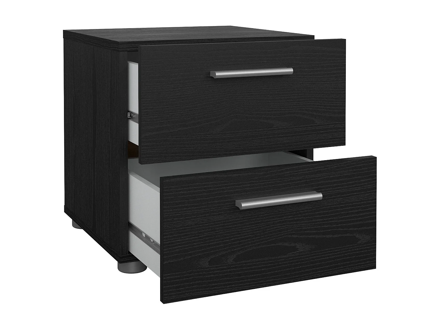 Chevet Drossett, Commode basse, Table de nuit, Étagère de chevet, 40x40 h42 cm, Noir