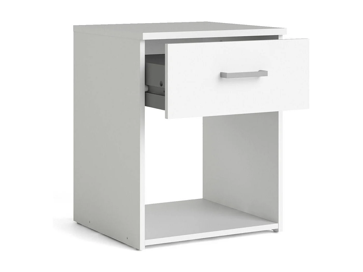 Chevet Druss, Commode basse, Table de nuit, Étagère de chevet, 38x36 h48 cm, Blanc