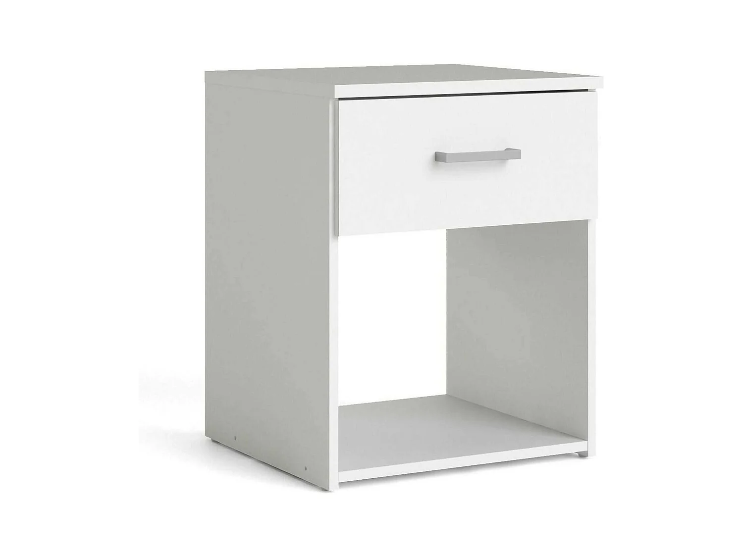 Chevet Druss, Commode basse, Table de nuit, Étagère de chevet, 38x36 h48 cm, Blanc
