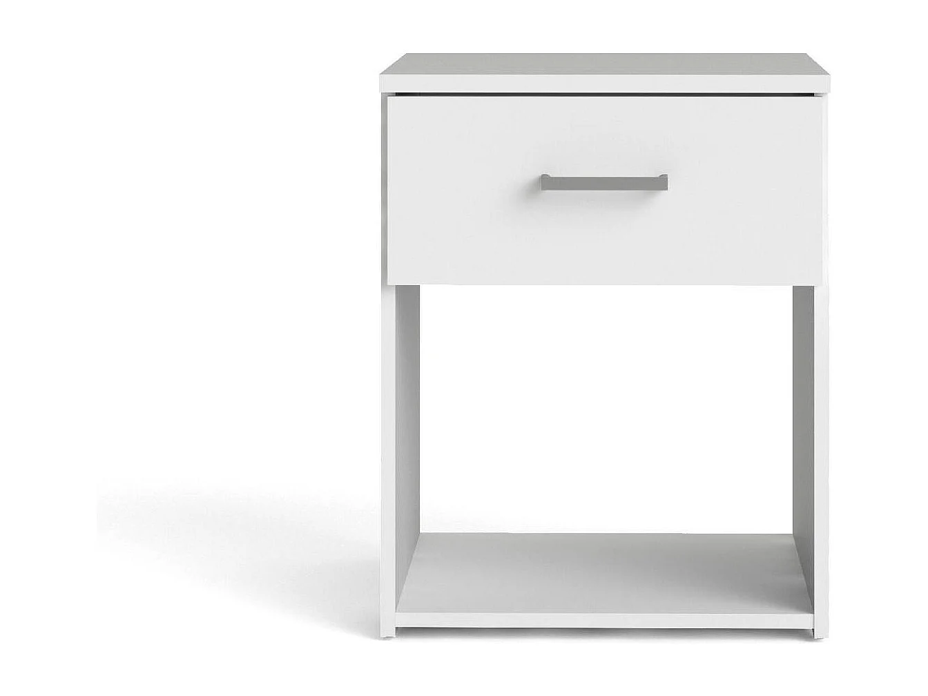 Chevet Druss, Commode basse, Table de nuit, Étagère de chevet, 38x36 h48 cm, Blanc