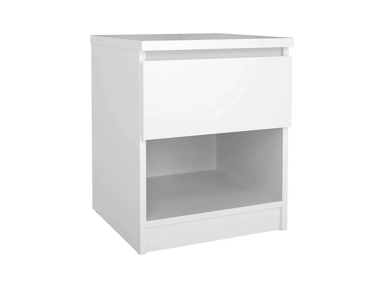 Chevet Dross, Commode basse, Table de nuit, Étagère de chevet, 40x40 h50 cm, Blanc brillant