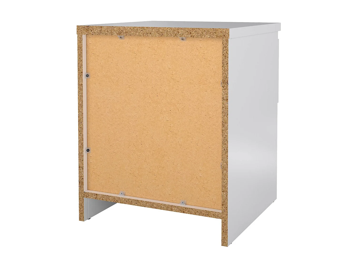 Chevet Dross, Commode basse, Table de nuit, Étagère de chevet, 40x40 h50 cm, Blanc brillant