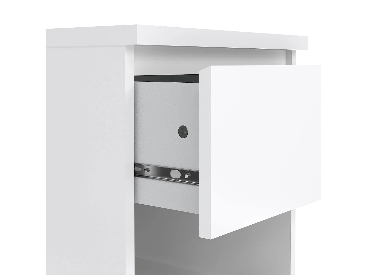 Comodino Scolastica, un Cassetto, 40x40.4x49.5h cm Bianco Lucido