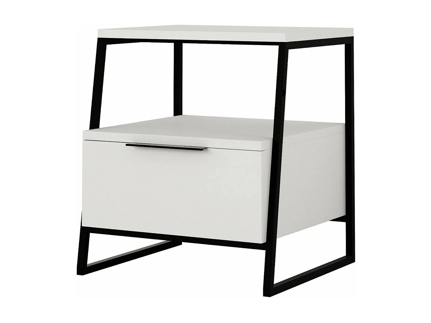 Chevet Dditacchi, Commode basse, Table de nuit, Étagère de chevet, 45x41 h50 cm, Blanc et Noir
