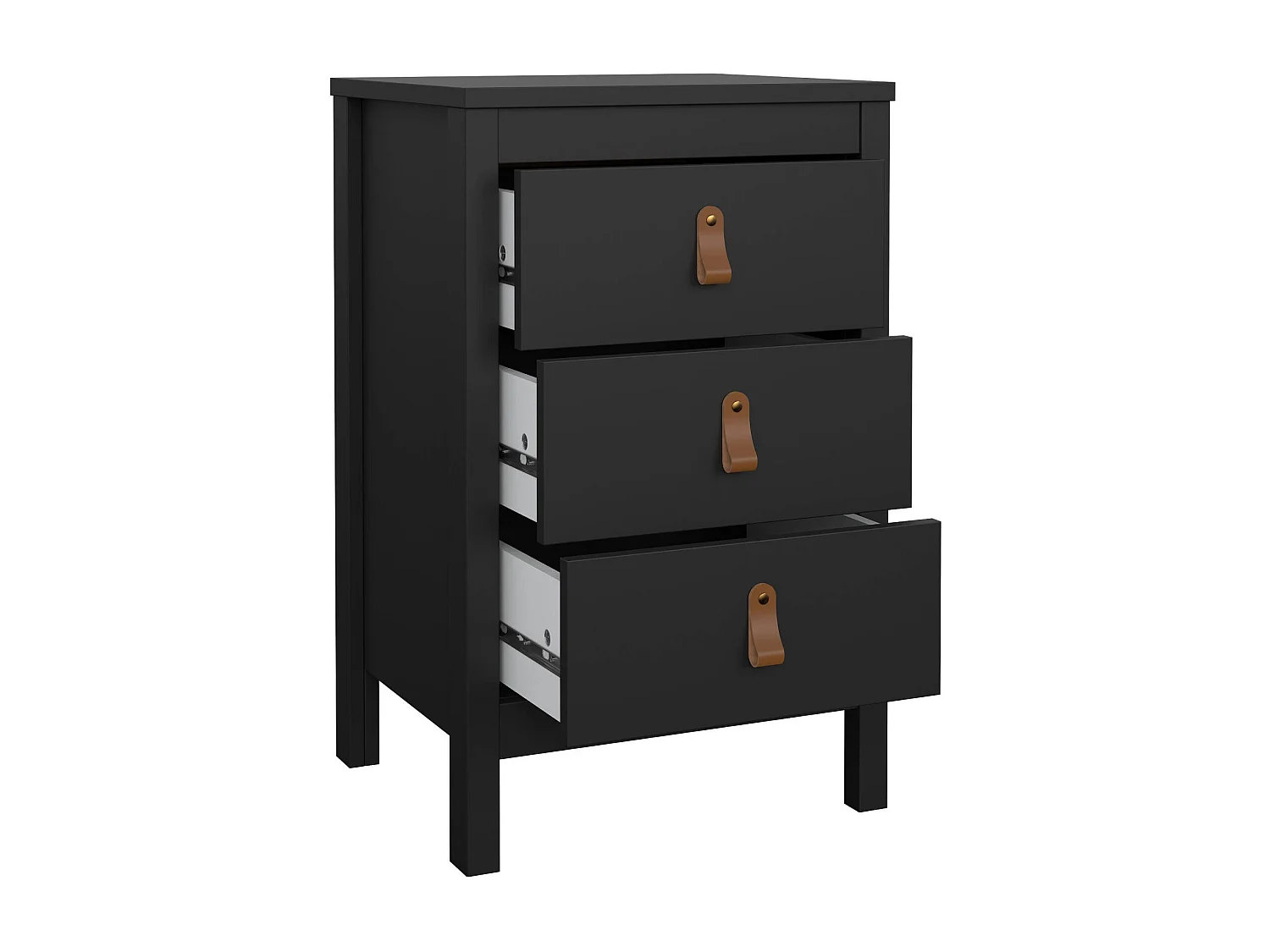 Mesa de cabeceira Dsain, Cómoda baixa, Mesa de cabeceira, Prateleira de cama, 44x38 h70 cm, Preto