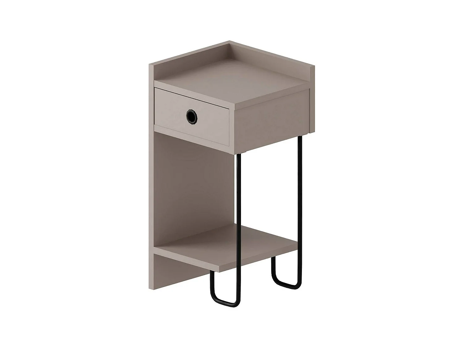 Chevet Dpodgorean, Commode basse, Table de nuit, Étagère de chevet, 32x30 h61 cm, Beige