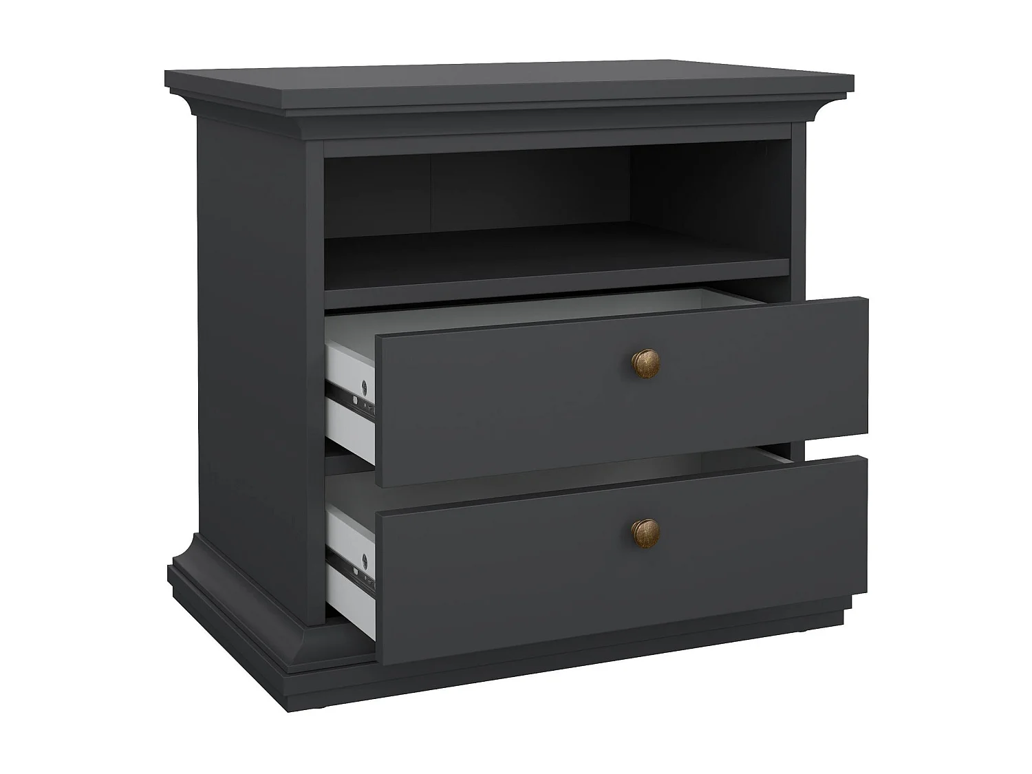 Dsabell nachtkastje, Lage ladekast, Nachtkastje, Bedplank, 63x40 h59 cm, Grijs