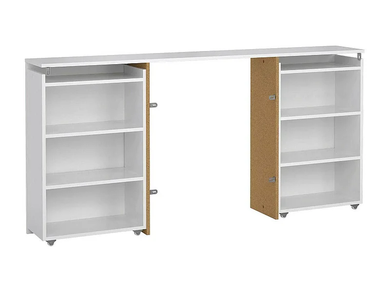 Mesa de cabeceira Drot, Cómoda baixa, Mesa de cabeceira, Prateleira de cama, 165x26 h80 cm, Branco