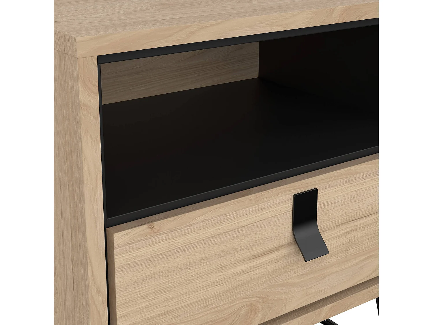 Chevet Drozzi, Commode basse, Table de nuit, Étagère de chevet, 53x40 h60 cm, Chêne clair