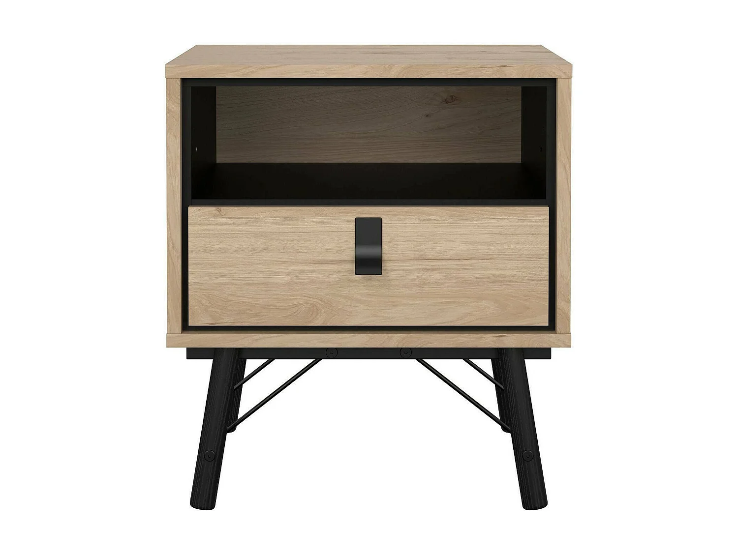 Drozzi nachtkastje, Lage ladekast, Nachtkastje, Bedplank, 53x40 h60 cm, Eiken