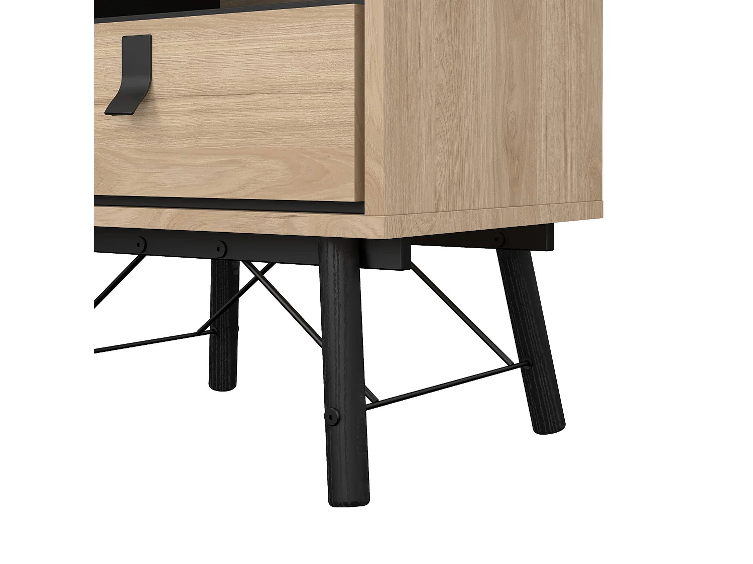 Chevet Drozzi, Commode basse, Table de nuit, Étagère de chevet, 53x40 h60 cm, Chêne clair