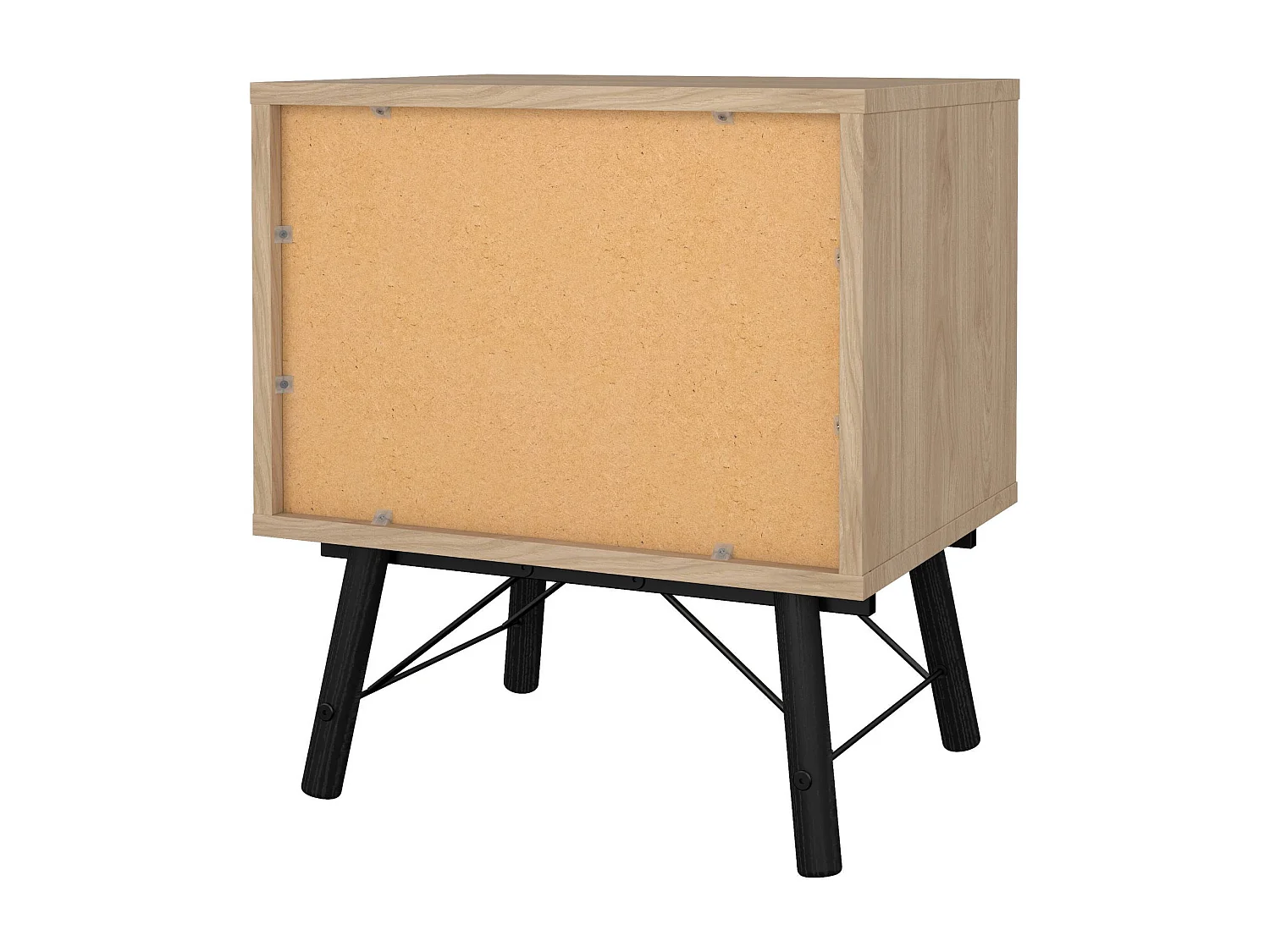 Chevet Drozzi, Commode basse, Table de nuit, Étagère de chevet, 53x40 h60 cm, Chêne clair