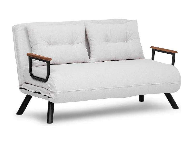 2-Sitzer SchlafsofaDworle, Verwandelbares Sofa, Lineare Stoffstruktur, Schlafsessel mit Stauraum, 133x78 h78 cm, WeiÃŸ