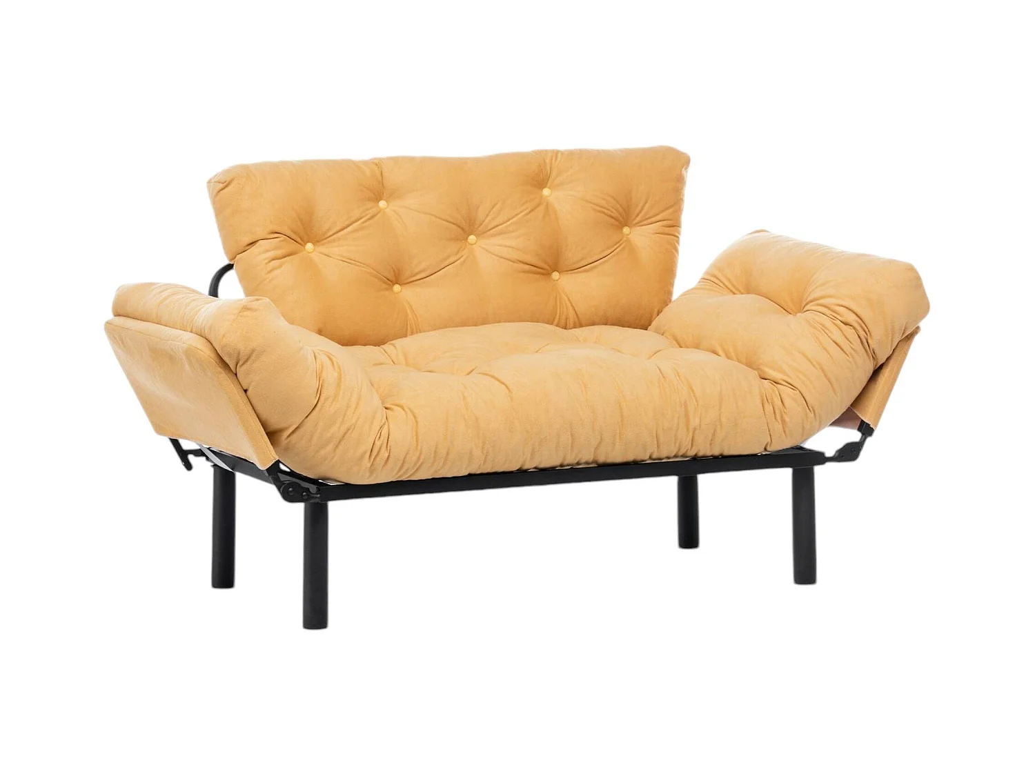 Dravagliol 2-zits slaapbank, Ombouwbank, Gastenbank, Opbergfauteuil bed, 155x70 h85 cm, Geel