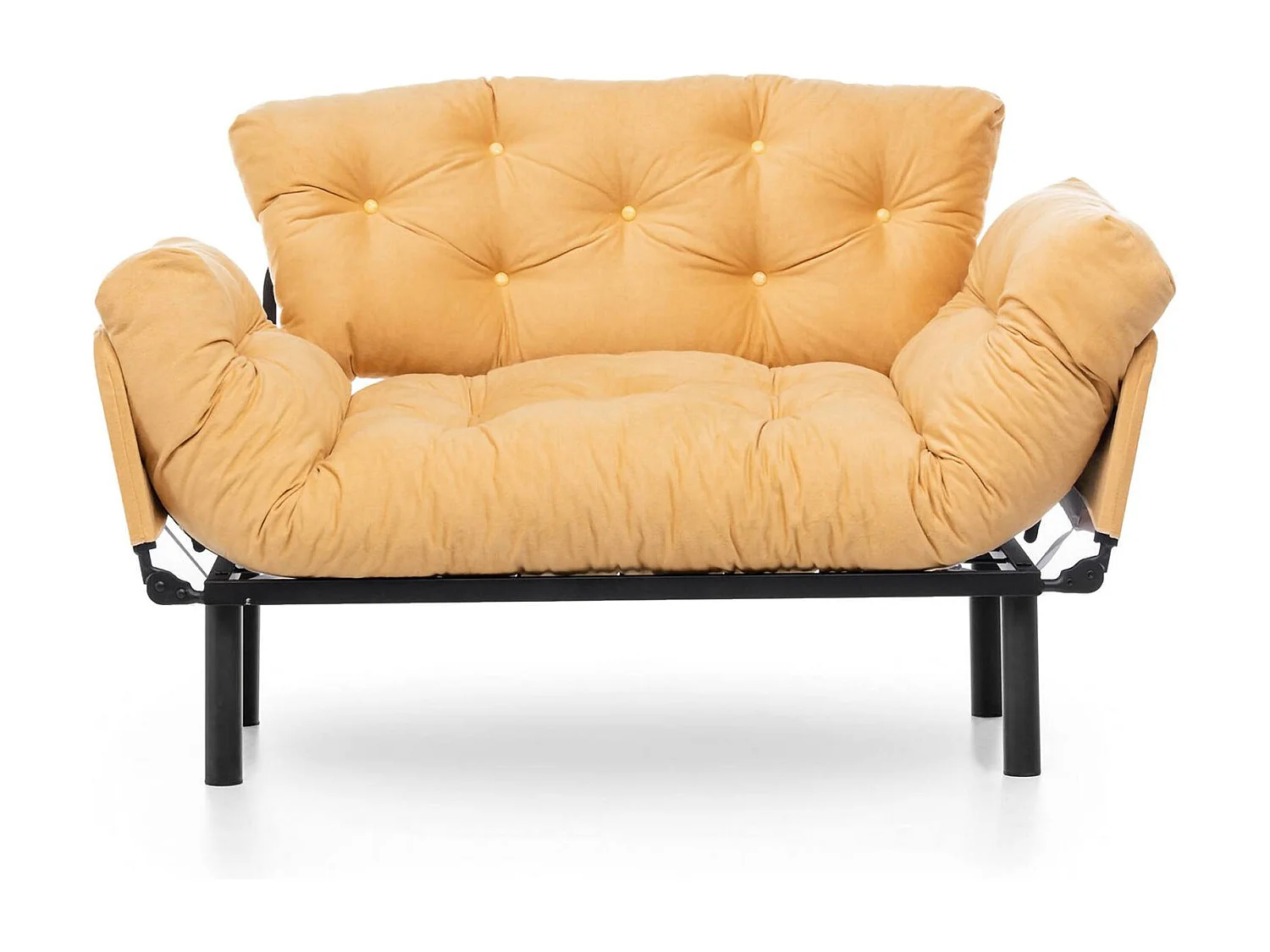 Canapé lit 2 places Dravagliol, Divan transformable, Canapé pour invités, Fauteuil lit conteneur, 155x70 h85 cm, Jaune