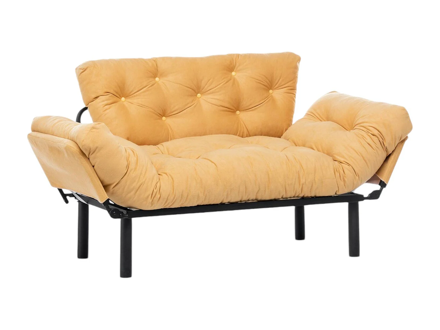 Canapé lit 2 places Dravagliol, Divan transformable, Canapé pour invités, Fauteuil lit conteneur, 155x70 h85 cm, Jaune