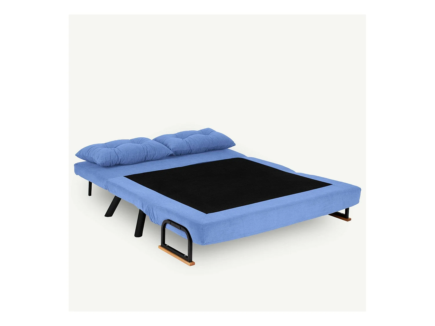 Canapé lit 2 places Dworle, Divan transformable, Canapé pour invités, Fauteuil lit conteneur, 133x78 h78 cm, Bleu