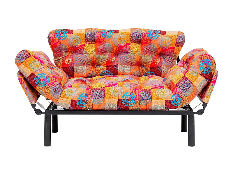 2-Sitzer SchlafsofaDravagliol, Verwandelbares Sofa, Lineare Stoffstruktur, Schlafsessel mit Stauraum, 155x70 h80 cm, Bunt