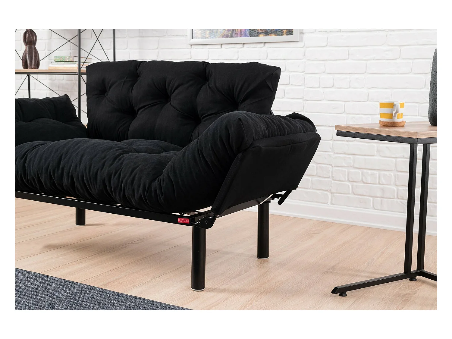 Canapé lit 2 places Dravagliol, Divan transformable, Canapé pour invités, Fauteuil lit conteneur, 155x70 h85 cm, Noir