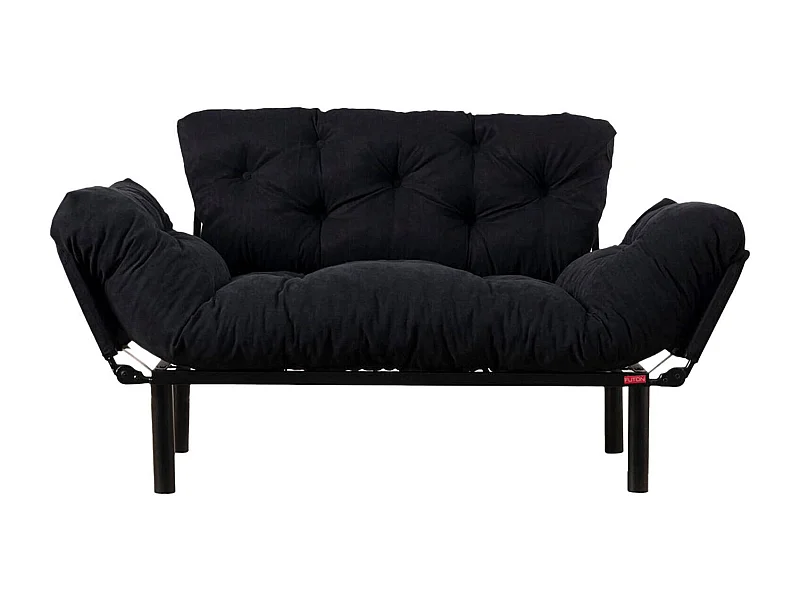 Dravagliol 2-zits slaapbank, Ombouwbank, Gastenbank, Opbergfauteuil bed, 155x70 h85 cm, Zwart