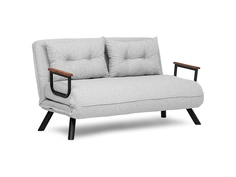 Canapé lit 2 places Dworle, Divan transformable, Canapé pour invités, Fauteuil lit conteneur, 133x78 h78 cm, Gris clair