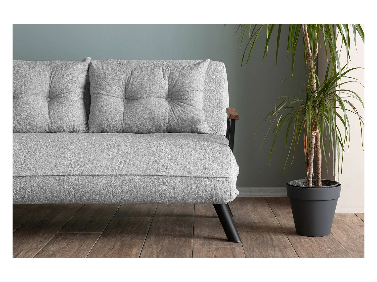 2-Sitzer SchlafsofaDworle, Verwandelbares Sofa, Lineare Stoffstruktur, Schlafsessel mit Stauraum, 133x78 h78 cm, Hellgrau