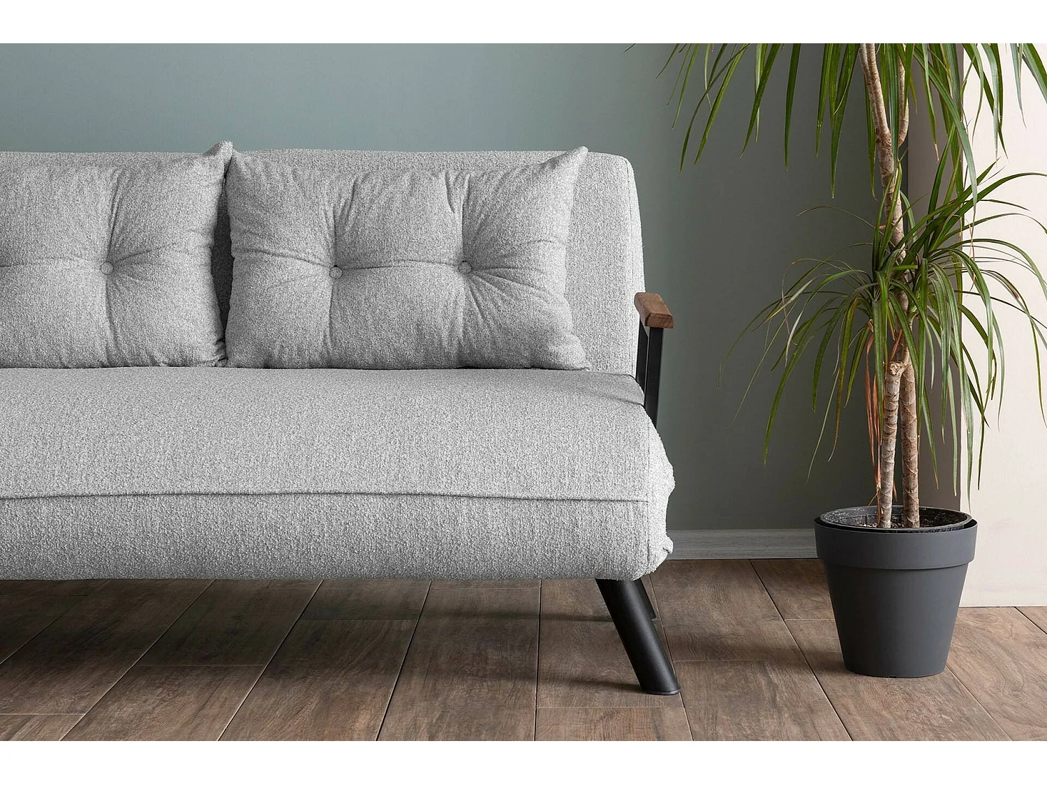 Canapé lit 2 places Dworle, Divan transformable, Canapé pour invités, Fauteuil lit conteneur, 133x78 h78 cm, Gris clair