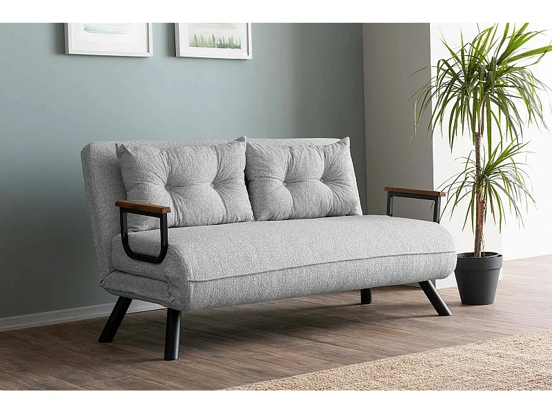 Divano Letto 2 Posti Calvin, Contenitore, 78x133 cm Nero Chiaro