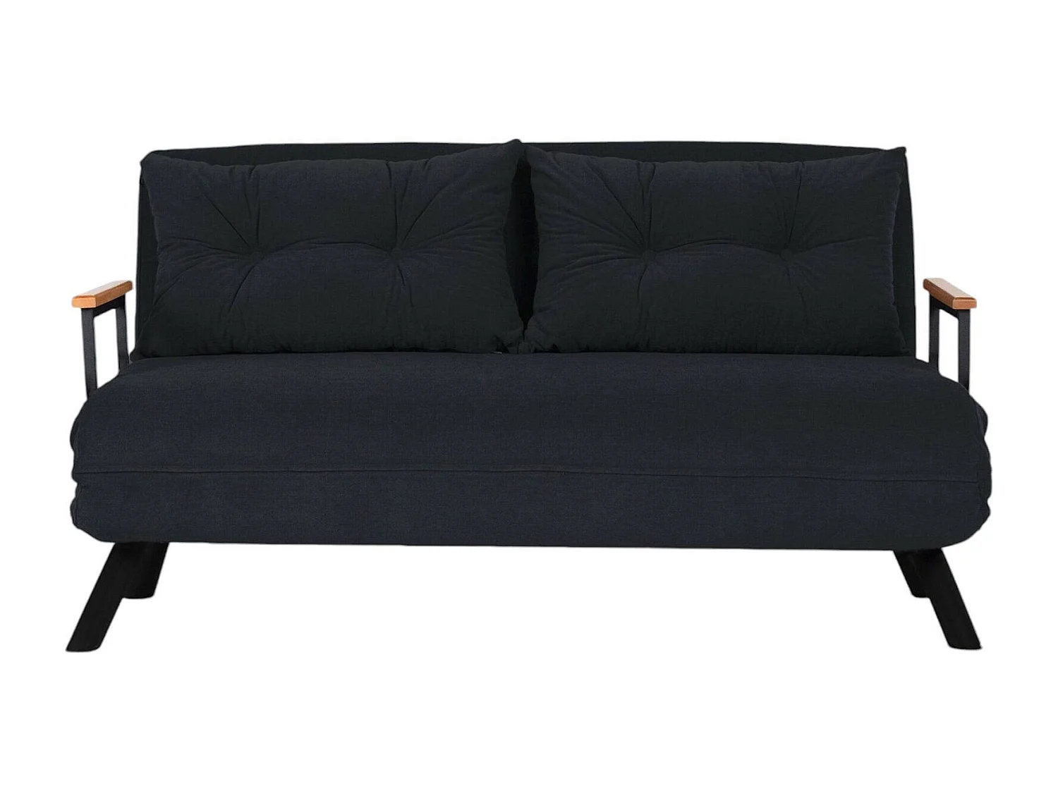 2-Sitzer SchlafsofaDworle, Verwandelbares Sofa, Lineare Stoffstruktur, Schlafsessel mit Stauraum, 133x78 h78 cm, Schwarz