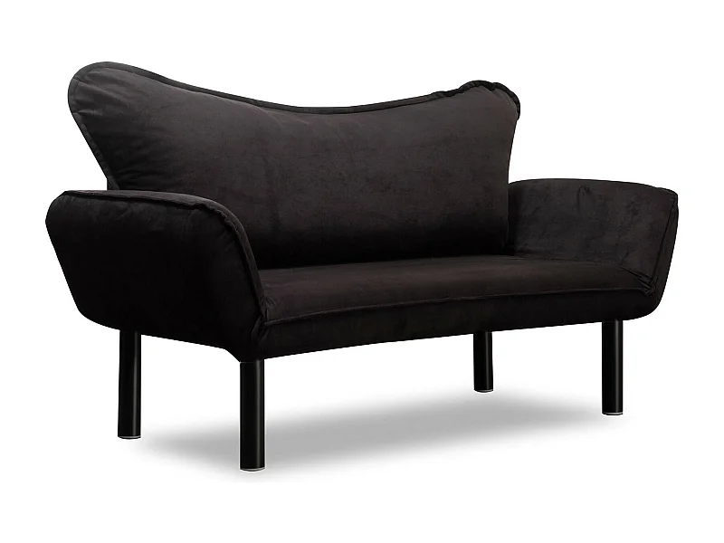 2-Sitzer SchlafsofaDmontervin, Verwandelbares Sofa, Lineare Stoffstruktur, Schlafsessel mit Stauraum, 140x65 h70 cm, Schwarz
