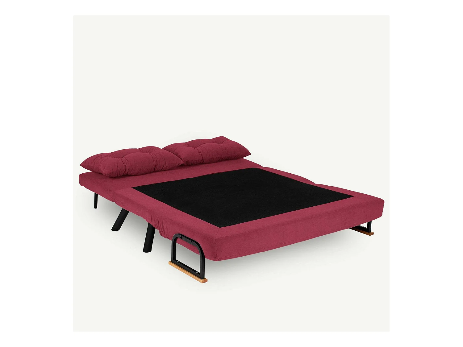 Canapé lit 2 places Dworle, Divan transformable, Canapé pour invités, Fauteuil lit conteneur, 133x78 h78 cm, Rouge