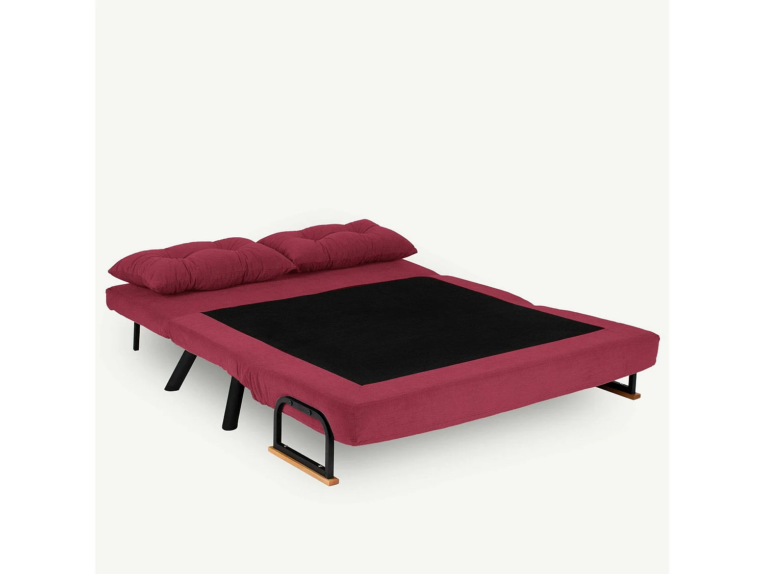 Dworle 2-zits slaapbank, Converteerbare bank, Gastenbank, Opbergfauteuil bed, 133x78 h78 cm, Rood