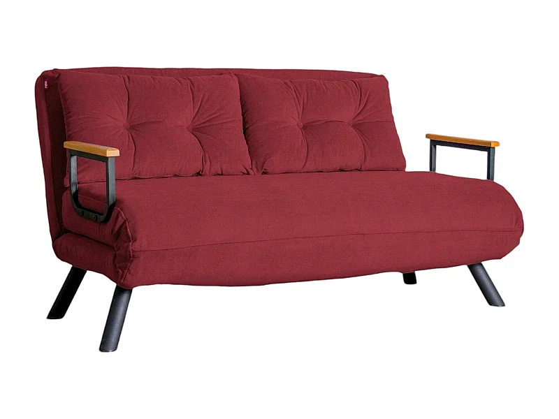 2-Sitzer SchlafsofaDworle, Verwandelbares Sofa, Lineare Stoffstruktur, Schlafsessel mit Stauraum, 133x78 h78 cm, Rot