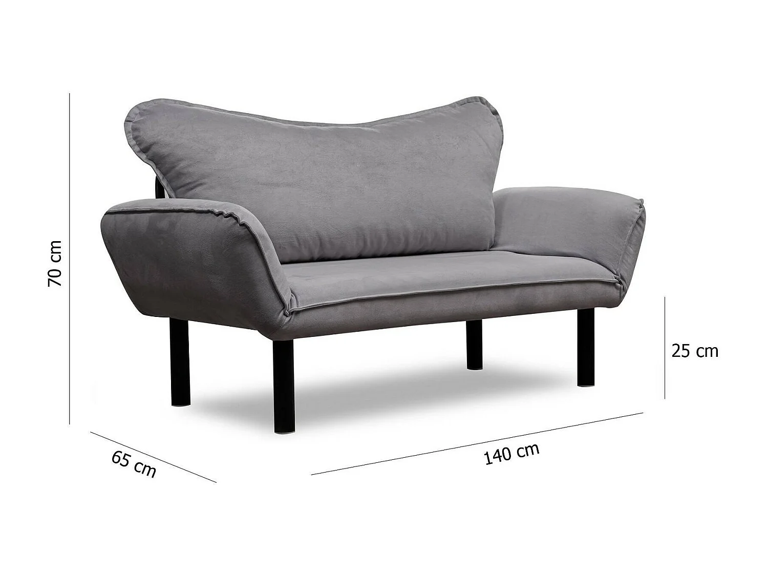 Sofá cama 2 plazas Dmontervin, Sofá transformable, Sofá para invitados, Sillón cama con almacenaje, 140x65 h70 cm, Gris