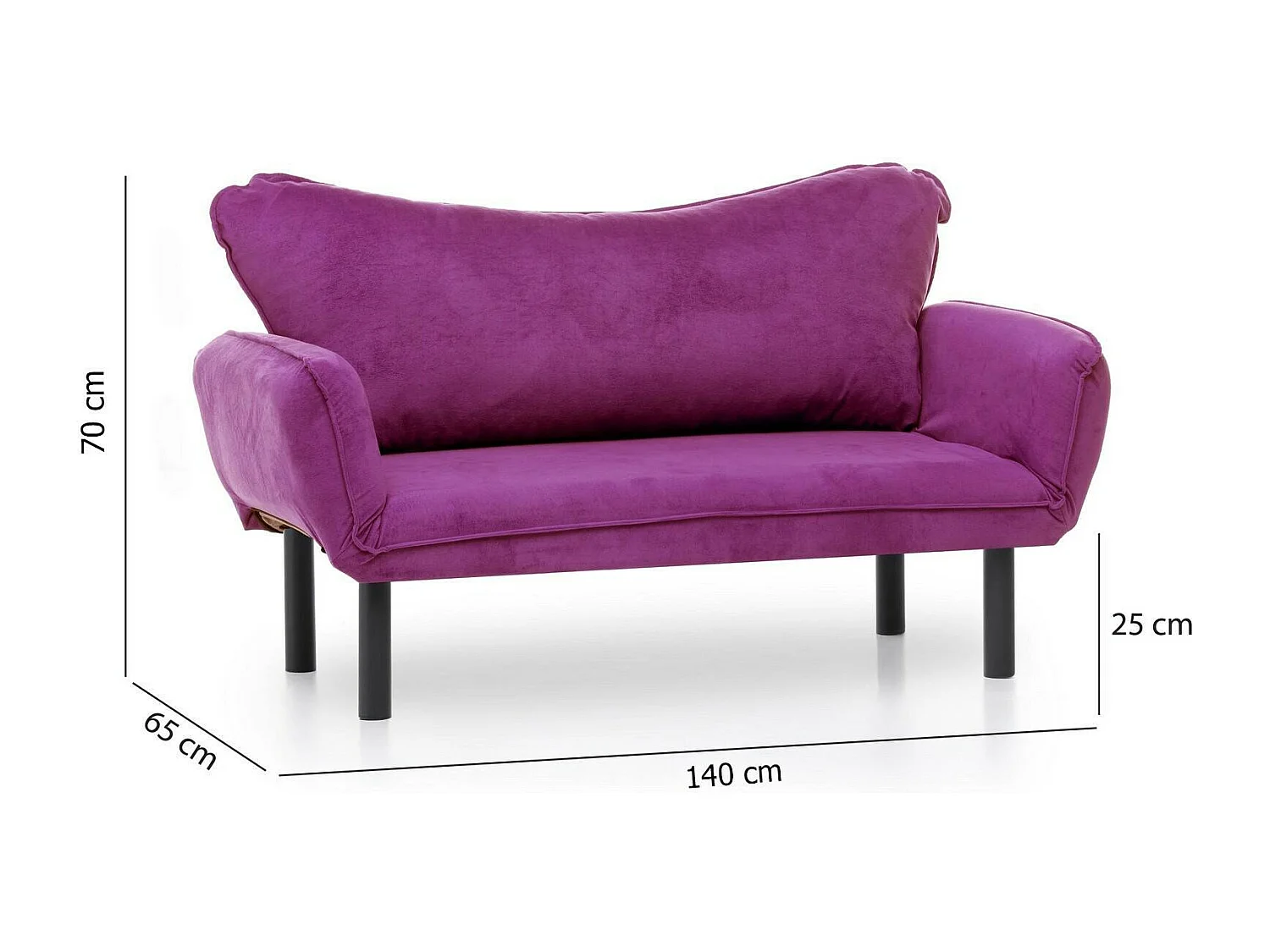 Canapé lit 2 places Dfrancescon, Divan transformable, Canapé pour invités, Fauteuil lit conteneur, 140x65 h70 cm, Violet