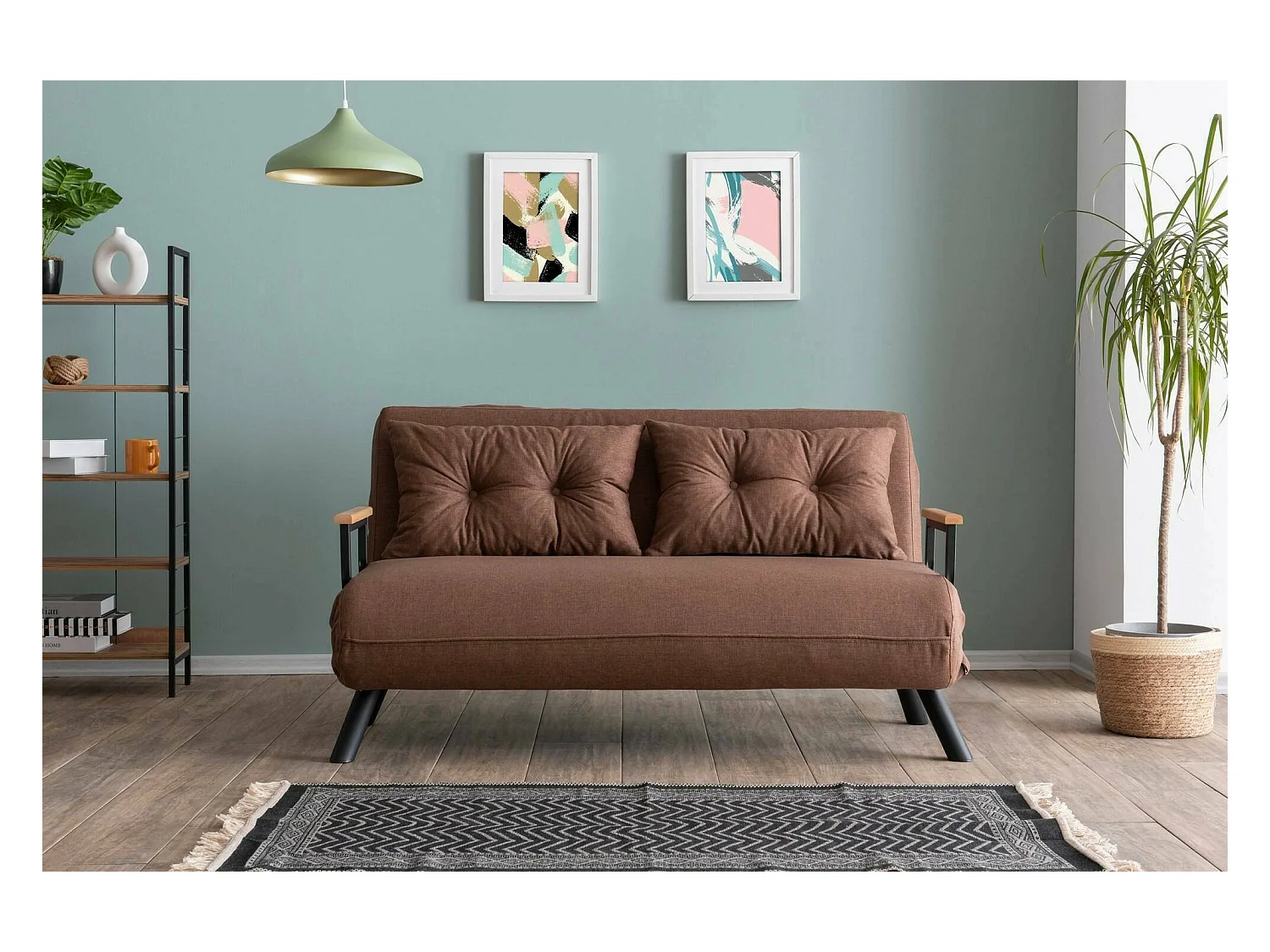 Canapé lit 2 places Dworle, Divan transformable, Canapé pour invités, Fauteuil lit conteneur, 133x78 h78 cm, Sable