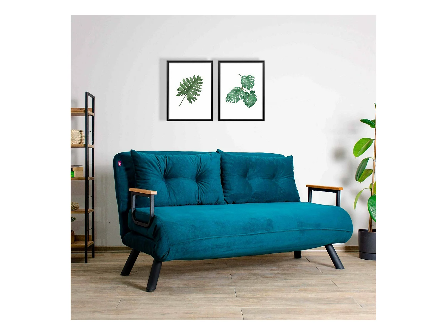 Canapé lit 2 places Dworle, Divan transformable, Canapé pour invités, Fauteuil lit conteneur, 133x78 h78 cm, Vert d'eau